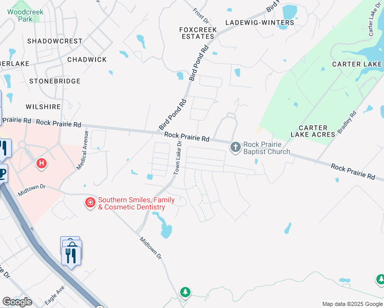 map of restaurants, bars, coffee shops, grocery stores, and more near 1047 Toledo Bend Drive in College Station
