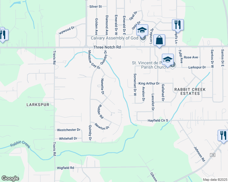 map of restaurants, bars, coffee shops, grocery stores, and more near 5159 Rudder Road in Mobile