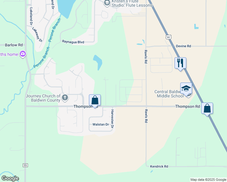 map of restaurants, bars, coffee shops, grocery stores, and more near 16735 Thompson Rd in Loxley