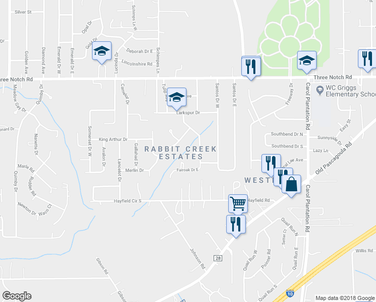 map of restaurants, bars, coffee shops, grocery stores, and more near 6463 Lilac Court in Mobile