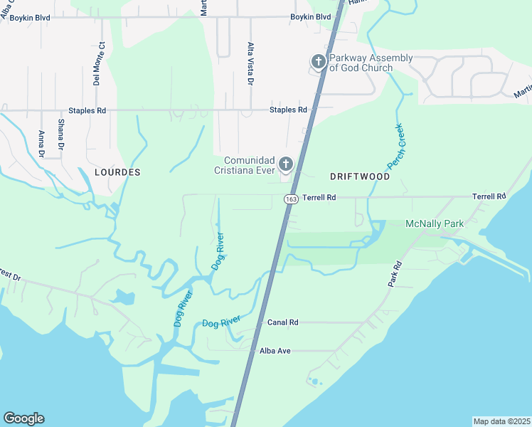 map of restaurants, bars, coffee shops, grocery stores, and more near 1705 Winston Lane in Mobile