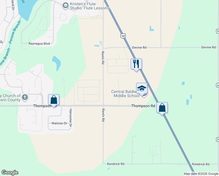 map of restaurants, bars, coffee shops, grocery stores, and more near 16970 Prado Loop in Loxley