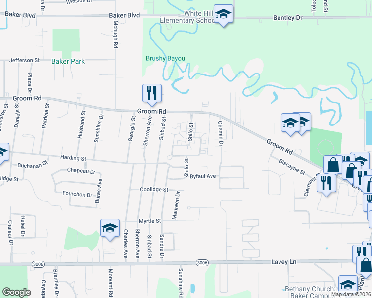 map of restaurants, bars, coffee shops, grocery stores, and more near 5225 Fullerton Avenue in Baker