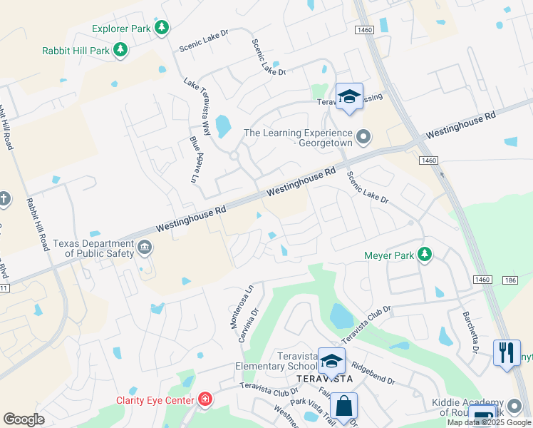 map of restaurants, bars, coffee shops, grocery stores, and more near 1400 Westinghouse Road in Georgetown