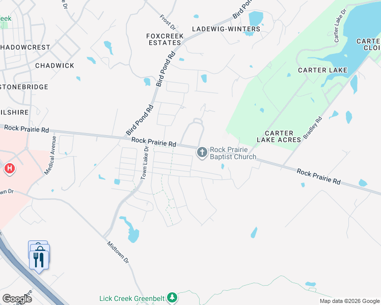 map of restaurants, bars, coffee shops, grocery stores, and more near 1076 Toledo Bend Drive in College Station