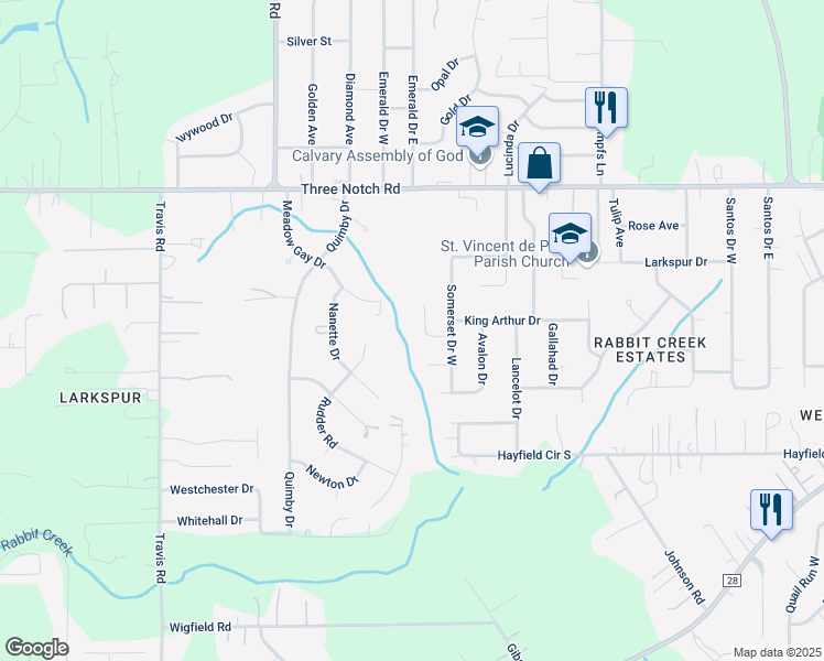 map of restaurants, bars, coffee shops, grocery stores, and more near 5159 Rudder Road in Mobile