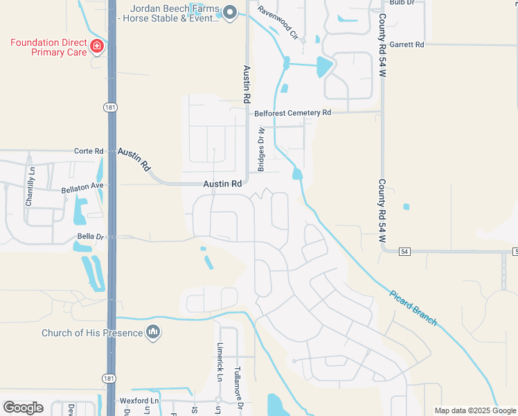 map of restaurants, bars, coffee shops, grocery stores, and more near 24651 Austin Road in Daphne