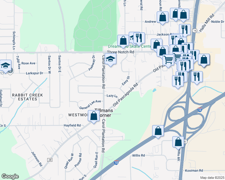 map of restaurants, bars, coffee shops, grocery stores, and more near 5986 Sunnyside Dr in Mobile