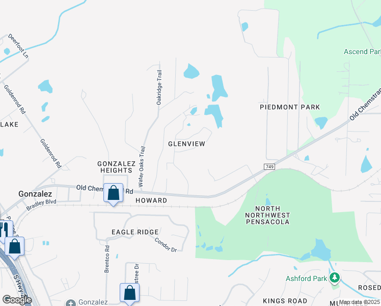 map of restaurants, bars, coffee shops, grocery stores, and more near 2114 Liberty Loop Road in Cantonment