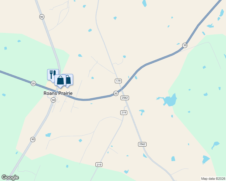 map of restaurants, bars, coffee shops, grocery stores, and more near 15991 State Highway 30 in Richards