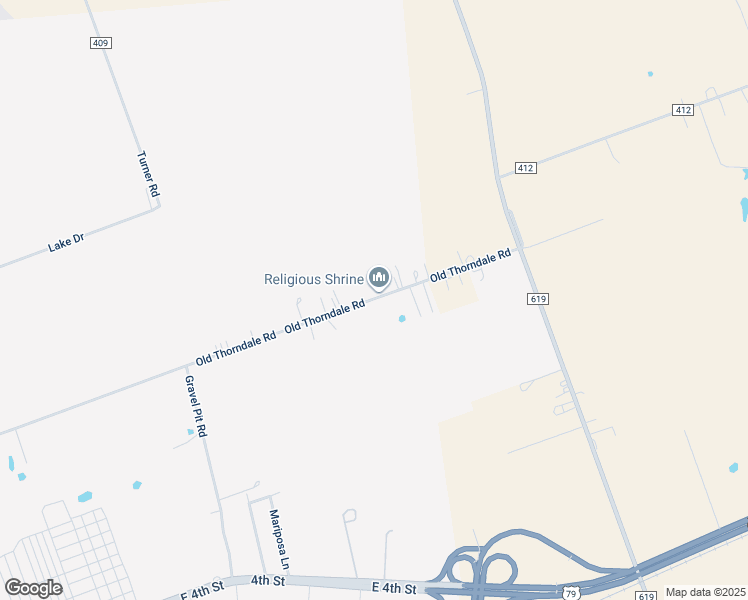 map of restaurants, bars, coffee shops, grocery stores, and more near 2082 Old Thorndale Road in Taylor