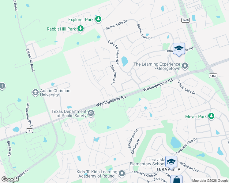 map of restaurants, bars, coffee shops, grocery stores, and more near 501 Blue Agave Lane in Georgetown