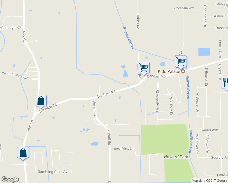 map of restaurants, bars, coffee shops, grocery stores, and more near 13729 Denham Road in Baton Rouge