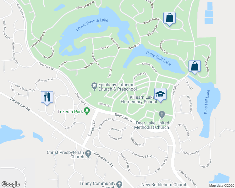 map of restaurants, bars, coffee shops, grocery stores, and more near 8339 Hinsdale Way in Tallahassee