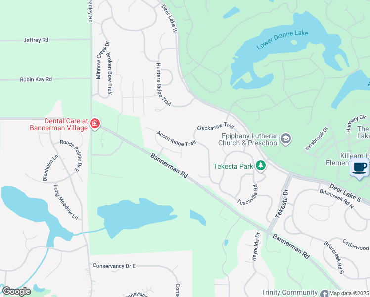 map of restaurants, bars, coffee shops, grocery stores, and more near 8398 Ivy Mill Way in Tallahassee