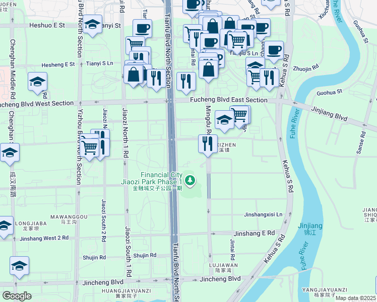 map of restaurants, bars, coffee shops, grocery stores, and more near in Cheng Du Shi