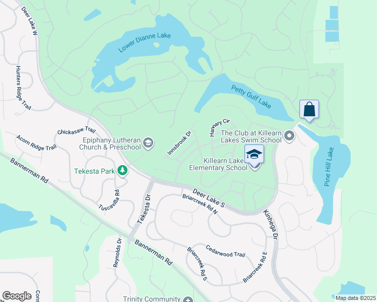 map of restaurants, bars, coffee shops, grocery stores, and more near 8347 Hinsdale Way in Tallahassee