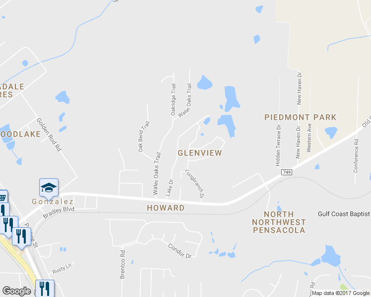 map of restaurants, bars, coffee shops, grocery stores, and more near 1387 Longbranch Drive in Gonzalez