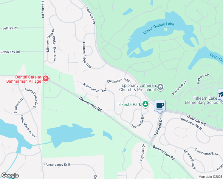 map of restaurants, bars, coffee shops, grocery stores, and more near 8268 Chickasaw Trail in Tallahassee