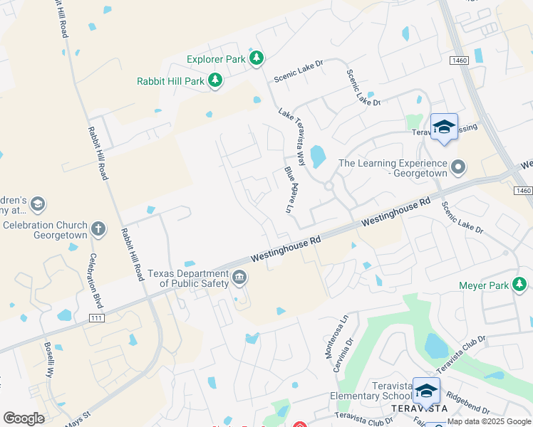 map of restaurants, bars, coffee shops, grocery stores, and more near 1501 Blue Ridge Drive in Georgetown