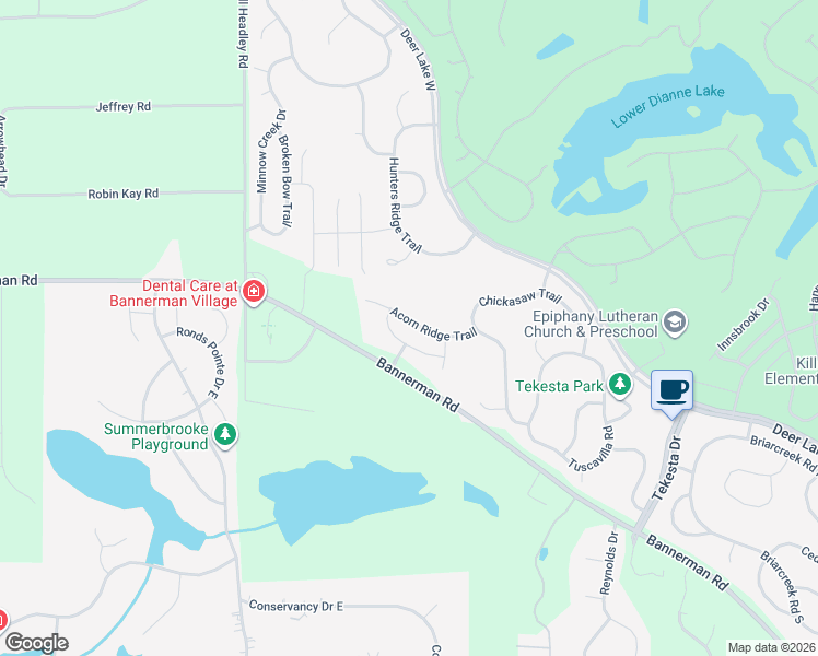 map of restaurants, bars, coffee shops, grocery stores, and more near 1841 Acorn Ridge Trail in Tallahassee