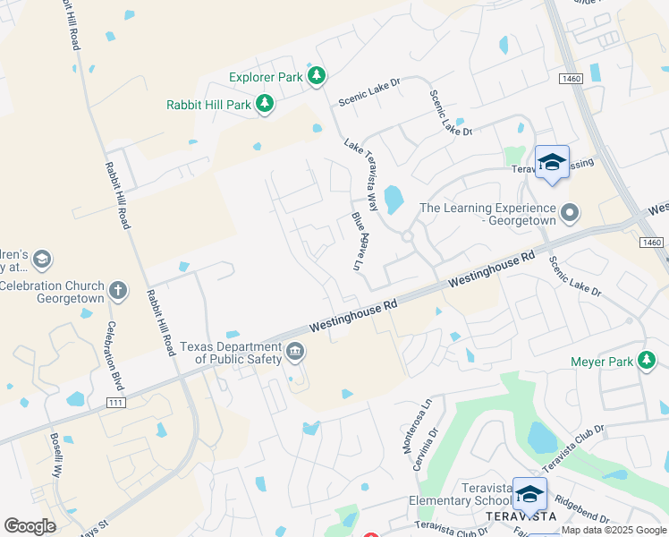 map of restaurants, bars, coffee shops, grocery stores, and more near 1501 Blue Ridge Drive in Georgetown