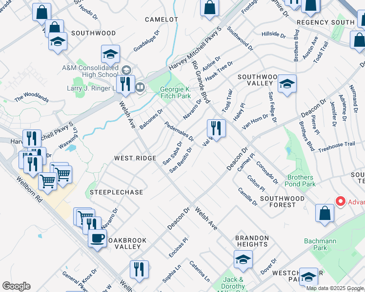 map of restaurants, bars, coffee shops, grocery stores, and more near 816 San Saba Drive in College Station