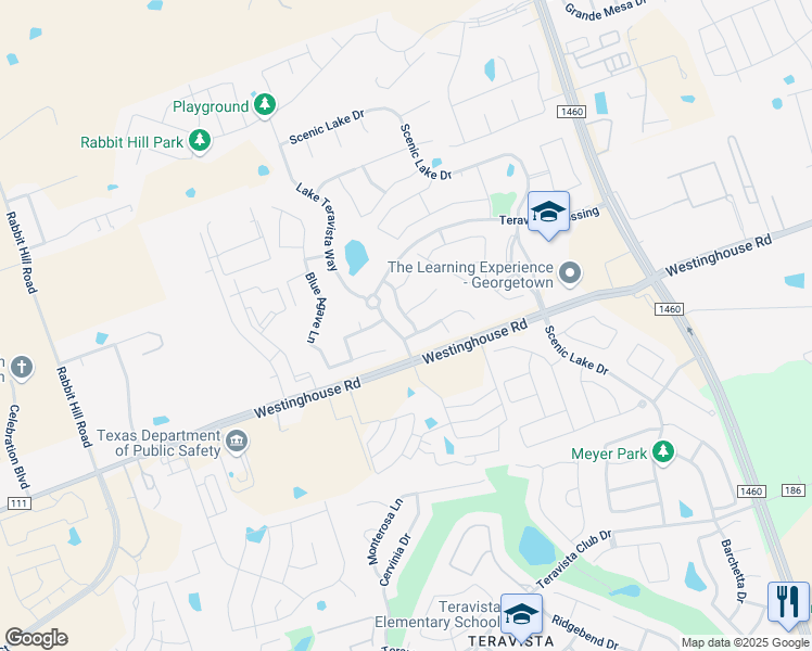 map of restaurants, bars, coffee shops, grocery stores, and more near 1005 Fountain Grass Way in Georgetown
