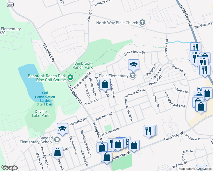 map of restaurants, bars, coffee shops, grocery stores, and more near 1014 Whitley Drive in Leander