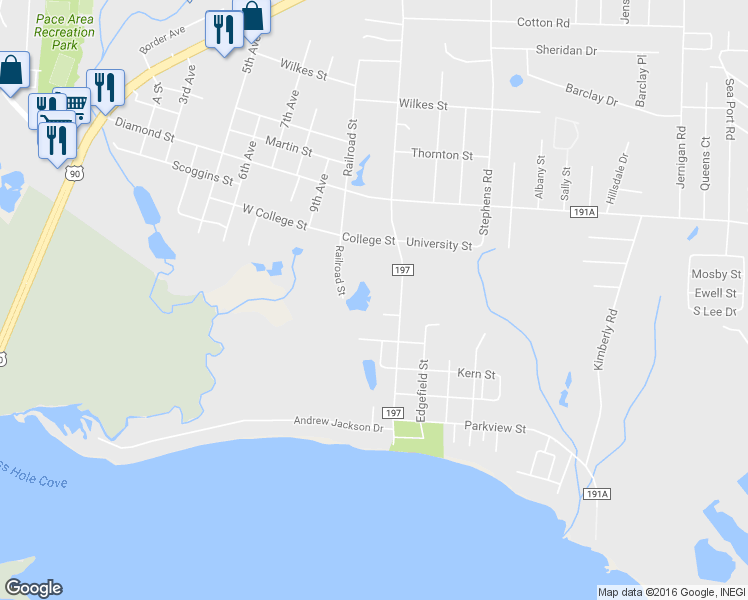 map of restaurants, bars, coffee shops, grocery stores, and more near 3850 Norwood Street in Pace