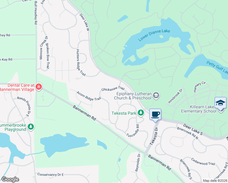 map of restaurants, bars, coffee shops, grocery stores, and more near 8341 Chickasaw Trail in Tallahassee