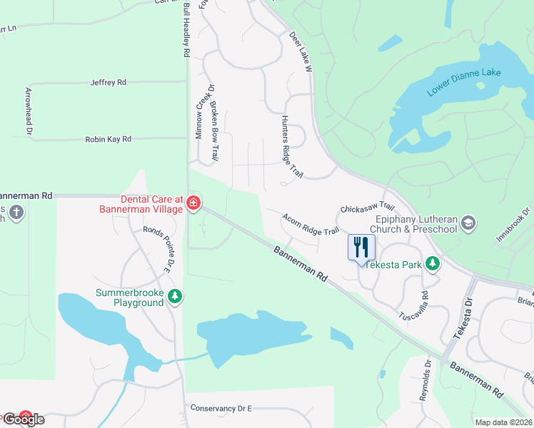 map of restaurants, bars, coffee shops, grocery stores, and more near 1795 Acorn Ridge Trail in Tallahassee