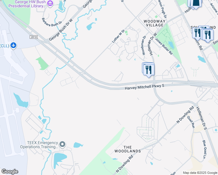map of restaurants, bars, coffee shops, grocery stores, and more near 1221 Canyon Creek Circle in College Station