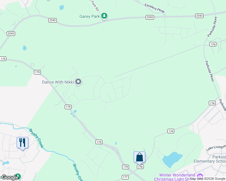 map of restaurants, bars, coffee shops, grocery stores, and more near 620 Whisper Lane in Georgetown