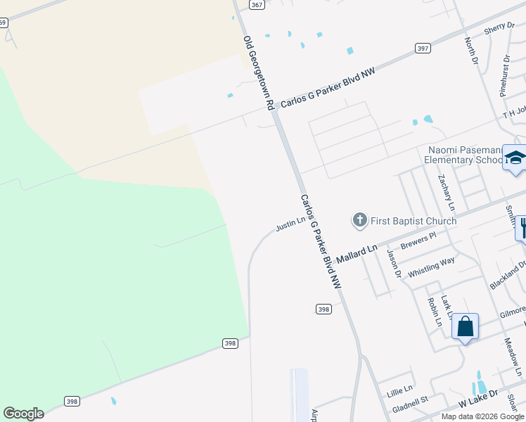 map of restaurants, bars, coffee shops, grocery stores, and more near 1901-2899 Justin Lane in Taylor