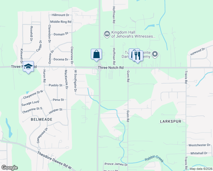 map of restaurants, bars, coffee shops, grocery stores, and more near 5055 Roswell Road in Mobile