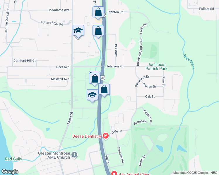 map of restaurants, bars, coffee shops, grocery stores, and more near 830 U.S. 98 in Daphne