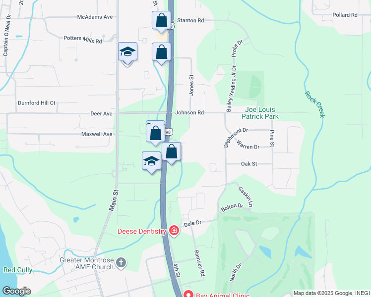 map of restaurants, bars, coffee shops, grocery stores, and more near 830 U.S. 98 in Daphne