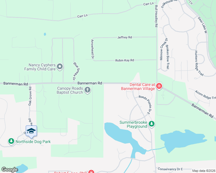 map of restaurants, bars, coffee shops, grocery stores, and more near 1119 Bannerman Road in Tallahassee