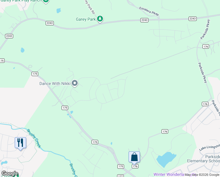 map of restaurants, bars, coffee shops, grocery stores, and more near 620 Whisper Lane in Georgetown