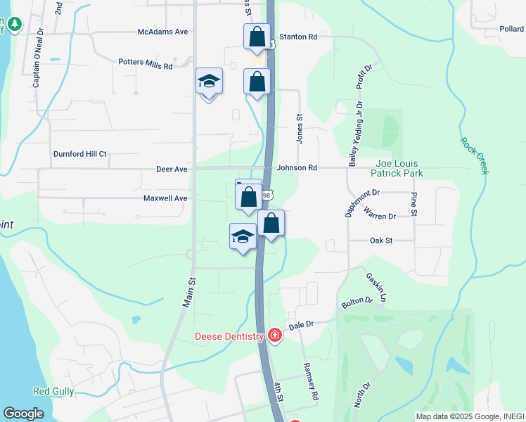map of restaurants, bars, coffee shops, grocery stores, and more near 697 U.S. 98 in Daphne