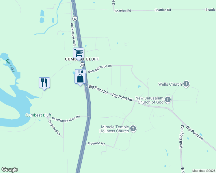 map of restaurants, bars, coffee shops, grocery stores, and more near Little Point Road in Jackson County