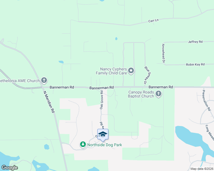 map of restaurants, bars, coffee shops, grocery stores, and more near 476 Bannerman Road in Tallahassee