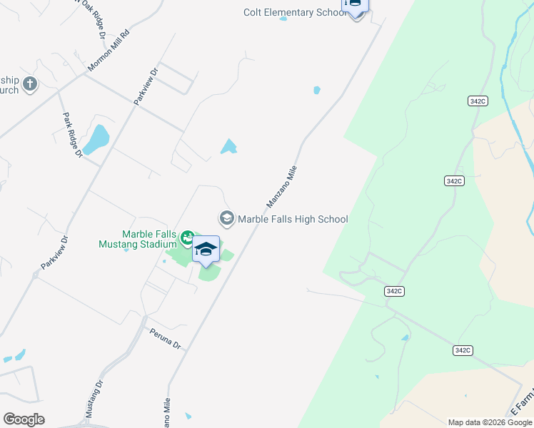 map of restaurants, bars, coffee shops, grocery stores, and more near 1897 Manzano Mile in Marble Falls