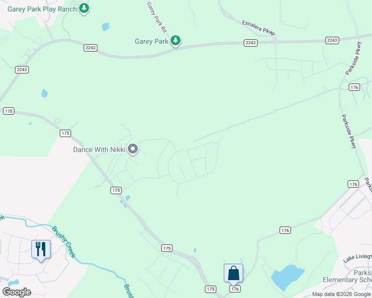 map of restaurants, bars, coffee shops, grocery stores, and more near 620 Whisper Lane in Georgetown