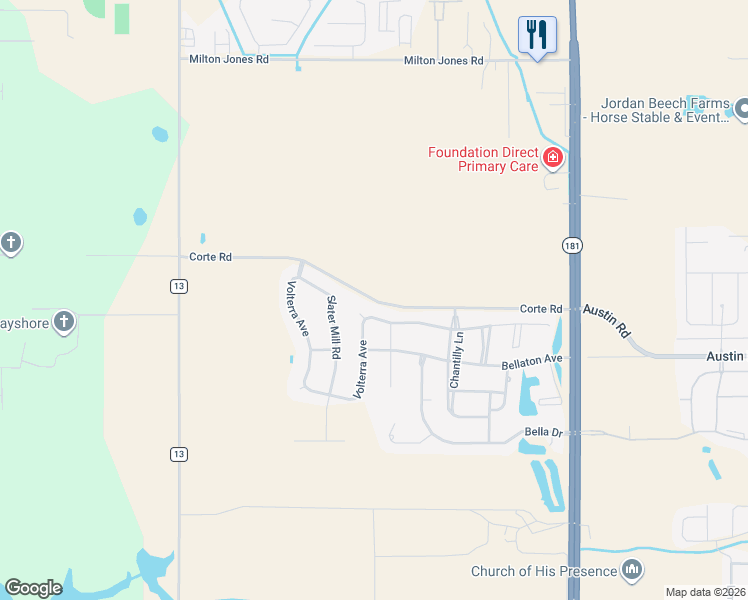 map of restaurants, bars, coffee shops, grocery stores, and more near Corte Road in Daphne
