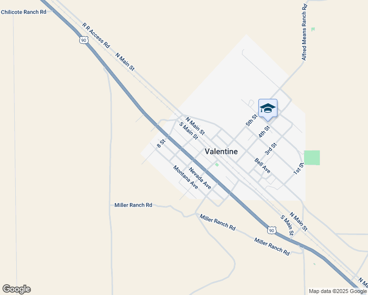 map of restaurants, bars, coffee shops, grocery stores, and more near 115 California Avenue in Valentine