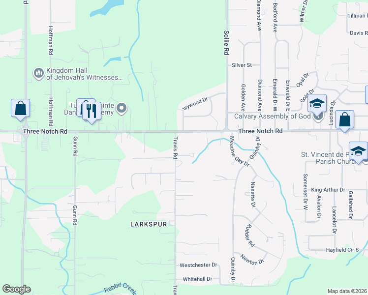 map of restaurants, bars, coffee shops, grocery stores, and more near 4955 Travis Rd in Mobile