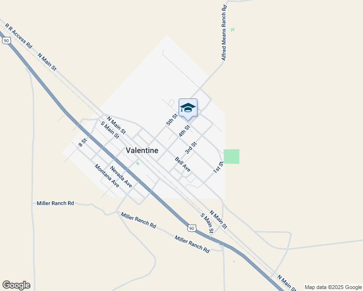 map of restaurants, bars, coffee shops, grocery stores, and more near Texas Avenue in Valentine