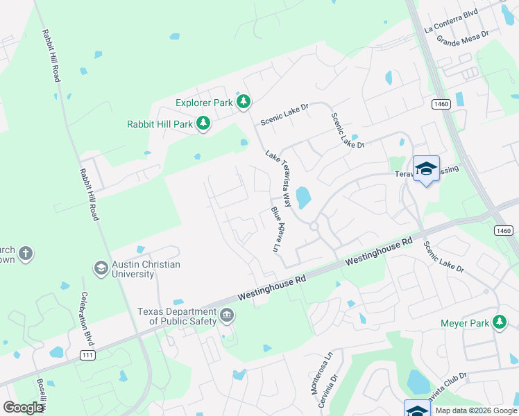 map of restaurants, bars, coffee shops, grocery stores, and more near 501 Blue Agave Lane in Georgetown